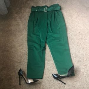 H&M shiny poliéster emerald greet high waist